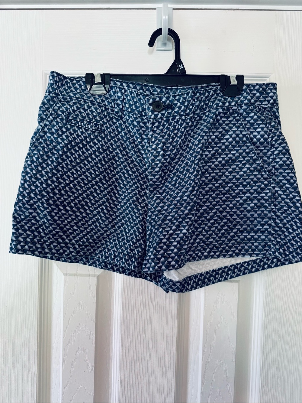 GAP Women’s Printed Chino Shorts Size 2 Blue White Geometric Pattern Cotton